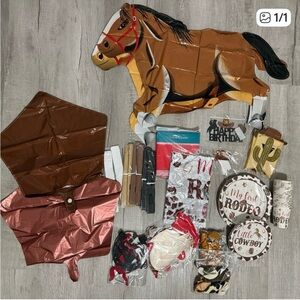 My 1st Rodeo Western Party Decorations - Brown, Tan, Red, Black